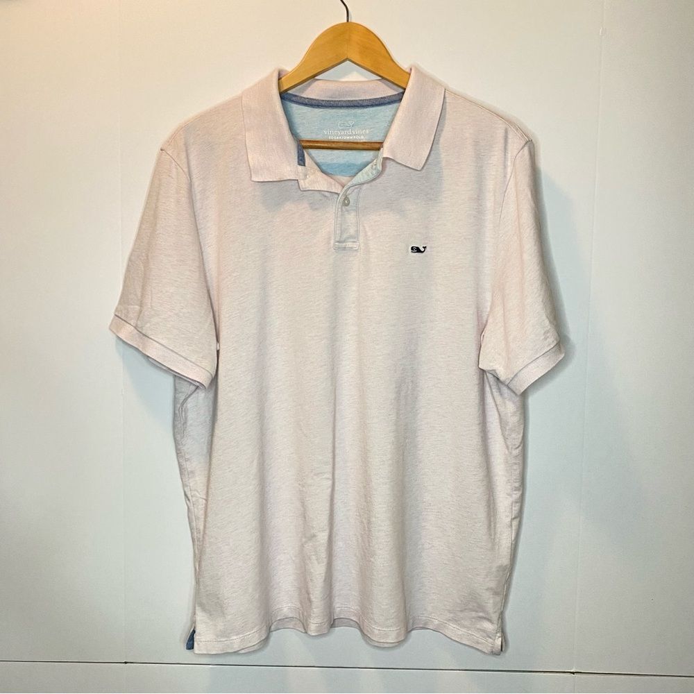 Vineyard Vines Edgartown Polo Heather Light Pink Half Button Shirt Size Large